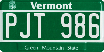 VT license plate PJT986