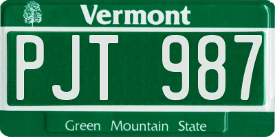 VT license plate PJT987