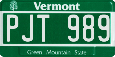 VT license plate PJT989