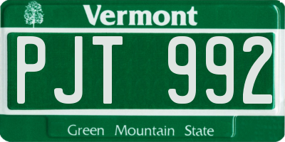 VT license plate PJT992
