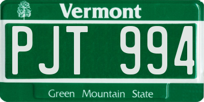 VT license plate PJT994
