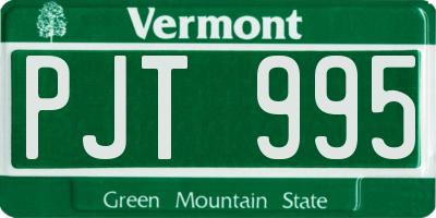 VT license plate PJT995
