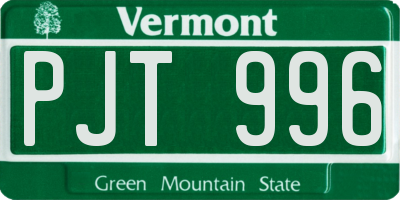 VT license plate PJT996