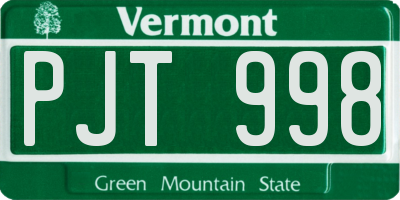 VT license plate PJT998