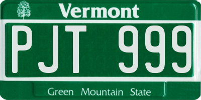 VT license plate PJT999