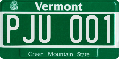VT license plate PJU001