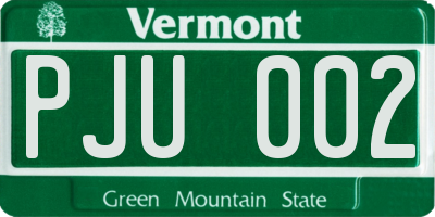 VT license plate PJU002