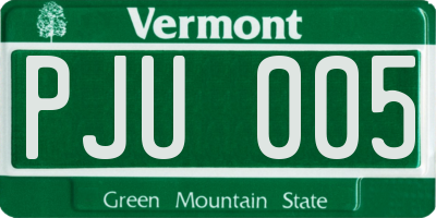 VT license plate PJU005