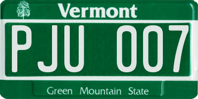 VT license plate PJU007