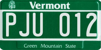 VT license plate PJU012