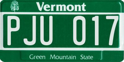 VT license plate PJU017