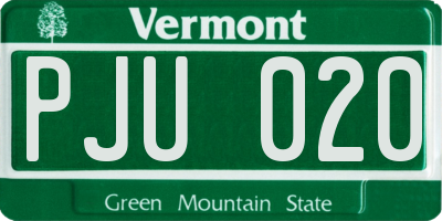 VT license plate PJU020