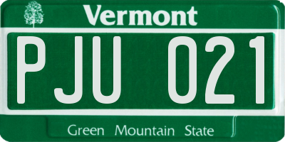 VT license plate PJU021