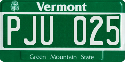 VT license plate PJU025