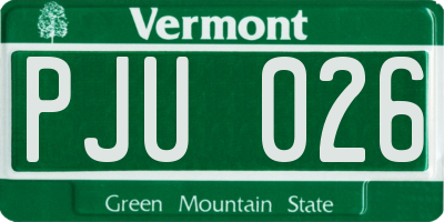 VT license plate PJU026