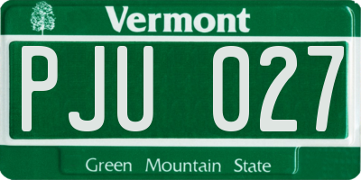 VT license plate PJU027