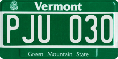 VT license plate PJU030