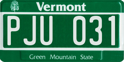 VT license plate PJU031