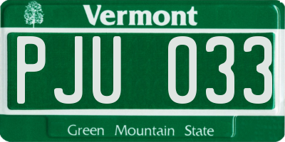VT license plate PJU033