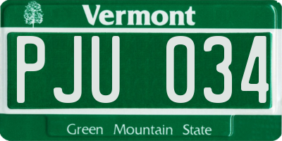 VT license plate PJU034