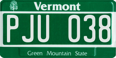 VT license plate PJU038
