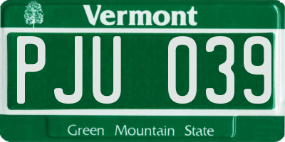 VT license plate PJU039