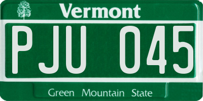 VT license plate PJU045