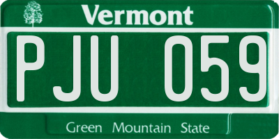 VT license plate PJU059