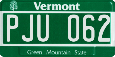 VT license plate PJU062