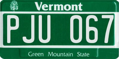 VT license plate PJU067