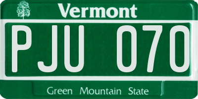 VT license plate PJU070