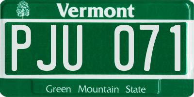 VT license plate PJU071