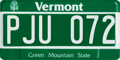 VT license plate PJU072