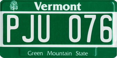VT license plate PJU076