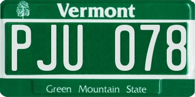 VT license plate PJU078