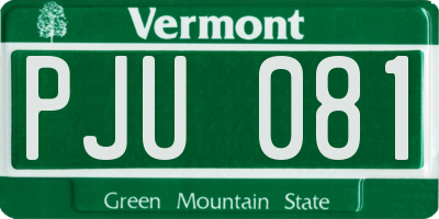 VT license plate PJU081