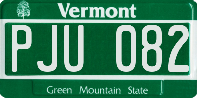 VT license plate PJU082