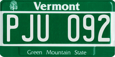 VT license plate PJU092