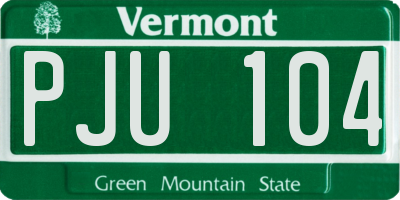 VT license plate PJU104