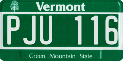 VT license plate PJU116
