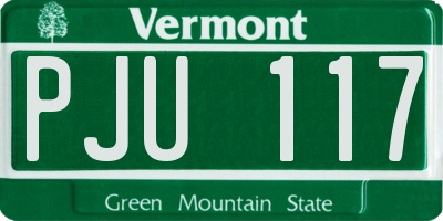 VT license plate PJU117