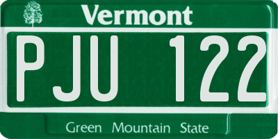 VT license plate PJU122