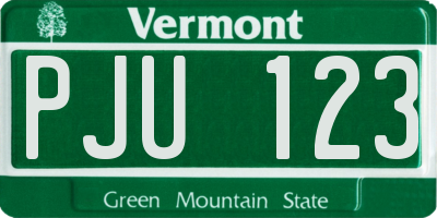 VT license plate PJU123