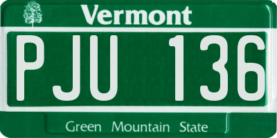 VT license plate PJU136