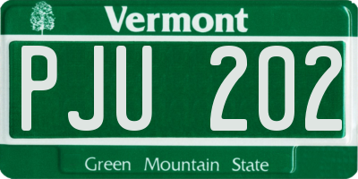 VT license plate PJU202