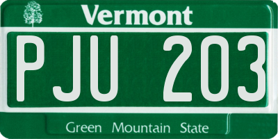 VT license plate PJU203