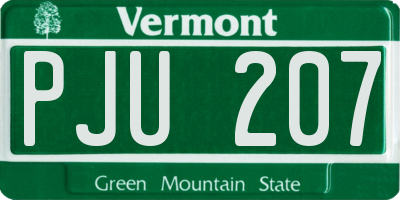 VT license plate PJU207