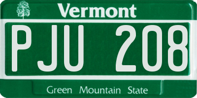 VT license plate PJU208