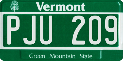 VT license plate PJU209