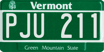 VT license plate PJU211